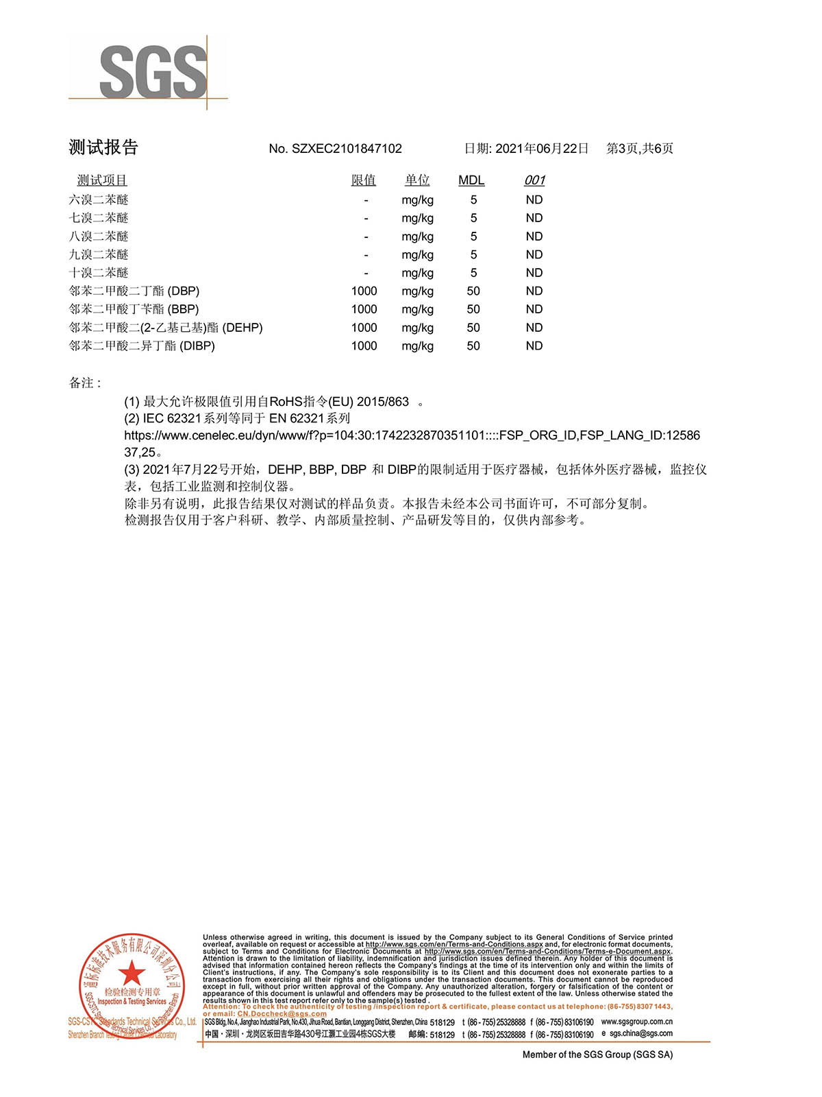 SGS环保检测报告2